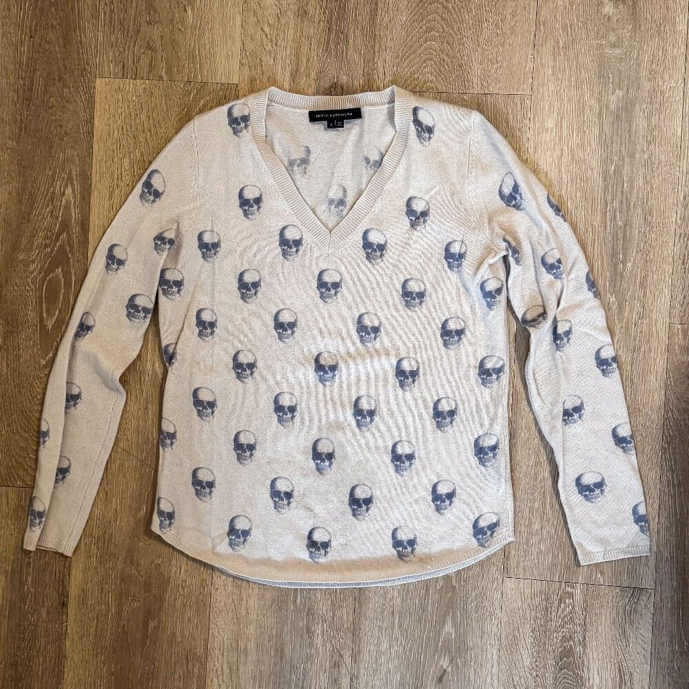 Skull Cashmere V-Neck Sweater